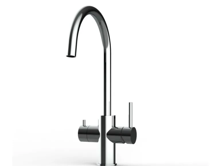 VIZIO 5 Wege Wasserhahn Küchenarmatur Edelstahl Massiv mit 360° Schwenkbarem U Auslauf Hochglanz Poliert