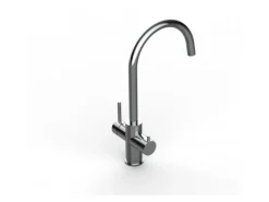 VIZIO 5 Wege Wasserhahn Küchenarmatur Edelstahl Massiv mit 360° Schwenkbarem U Auslauf Hochglanz Poliert