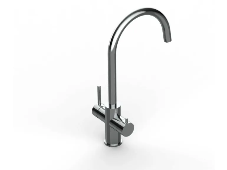 VIZIO 5 Wege Wasserhahn Küchenarmatur Edelstahl Massiv mit 360° Schwenkbarem U Auslauf Hochglanz Poliert