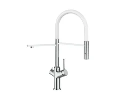 VIZIO 4 Wege Wasserhahn Küchenarmatur BOD mit 360° Schwenkbarem Auslauf Abnehmbare 2 Strahl Handbrause Verchromt   Weiß