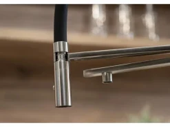 VIZIO 5 Wege Wasserhahn Küchenarmatur Edelstahl Massiv mit 360° Schwenkbarem Auslauf Abnehmbare 2 Strahl Handbrause Gebürstet   Gelb