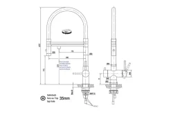 VIZIO 3 Wege Wasserhahn Küchenarmatur Edelstahl Massiv mit 360° Schwenkbarem Auslauf und Abnehmbare 2 Strahl Handbrause PVD Schwarz Matt