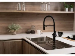 VIZIO 3 Wege Wasserhahn Küchenarmatur BOD mit 360° Schwenkbarem Auslauf Abnehmbare 2 Strahl Handbrause Schwarz Matt   Schwarz