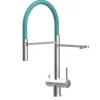 VIZIO 3 Wege Wasserhahn Küchenarmatur Edelstahl Massiv mit 360° Schwenkbarem Auslauf Abnehmbare 2 Strahl Handbrause Gebürstet   Türkis