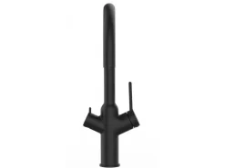 VIZIO 4 Wege Wasserhahn Küchenarmatur BOD mit 360° Schwenkbarem U Auslauf Schwarz Matt