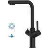 VIZIO 4 Wege Wasserhahn Küchenarmatur BOD mit 360° Schwenkbarem L Auslauf Schwarz Matt