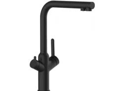 VIZIO 4 Wege Wasserhahn Küchenarmatur BOD mit 360° Schwenkbarem L Auslauf Schwarz Matt