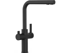 VIZIO 4 Wege Wasserhahn Küchenarmatur FC mit 360° Schwenkbarem L Auslauf Schwarz Matt