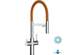 VIZIO 4 Wege Wasserhahn Küchenarmatur FC mit 360° Schwenkbarem Auslauf Abnehmbare 2 Strahl Handbrause Verchromt   Orange