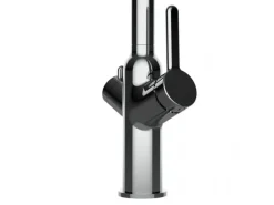 VIZIO 3 Wege Wasserhahn Küchenarmatur BOD mit 360° Schwenkbarem Auslauf Abnehmbare 2 Strahl Handbrause Verchromt   Hellblau