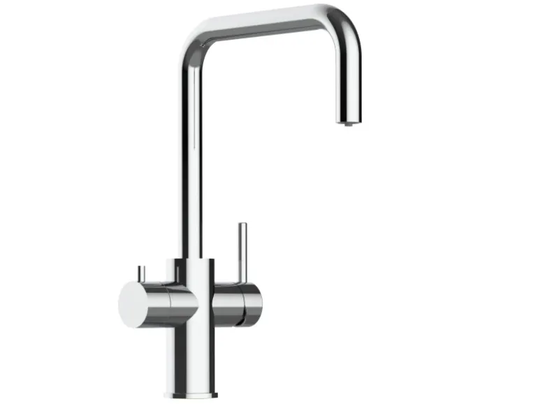 VIZIO 5 Wege Wasserhahn Küchenarmatur Edelstahl Massiv mit 360° Schwenkbarem N Auslauf Hochglanz Poliert