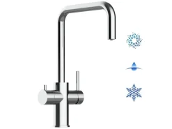 VIZIO 5 Wege Wasserhahn Küchenarmatur Edelstahl Massiv mit 360° Schwenkbarem N Auslauf Hochglanz Poliert