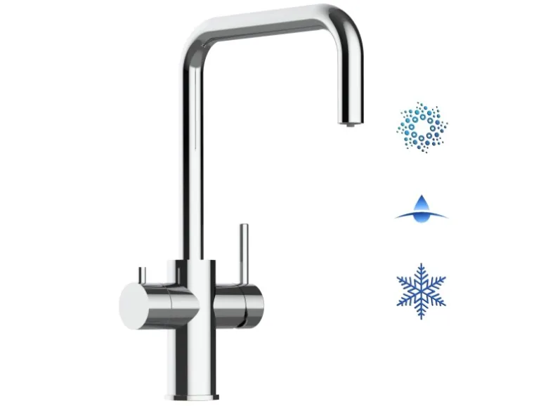 VIZIO 5 Wege Wasserhahn Küchenarmatur Edelstahl Massiv mit 360° Schwenkbarem N Auslauf Hochglanz Poliert