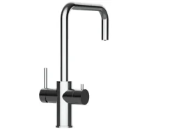 VIZIO 5 Wege Wasserhahn Küchenarmatur Edelstahl Massiv mit 360° Schwenkbarem N Auslauf Hochglanz Poliert