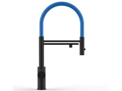 VIZIO 5 Wege Wasserhahn Küchenarmatur Edelstahl Massiv mit 360° Schwenkbarem Auslauf Abnehmbare 2 Strahl Handbrause PVD Schwarz Matt   Blau