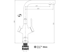 VIZIO 4 Wege Wasserhahn Küchenarmatur BOD mit 360° Schwenkbarem L Auslauf Verchromt