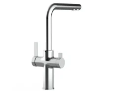 VIZIO 3 Wege Wasserhahn Küchenarmatur FC mit 360° Schwenkbarem L Auslauf Verchromt