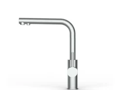 VIZIO Kurzversion 5 Wege Wasserhahn Küchenarmatur Edelstahl Massiv mit 360° Schwenkbarem L Auslauf Gebürstet