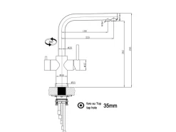 VIZIO Kurzversion 5 Wege Wasserhahn Küchenarmatur Edelstahl Massiv mit 360° Schwenkbarem L Auslauf Gebürstet