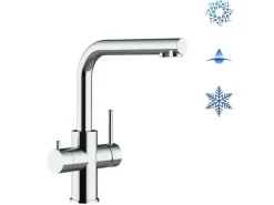 VIZIO Kurzversion 5 Wege Wasserhahn Küchenarmatur Edelstahl Massiv mit 360° Schwenkbarem L Auslauf Hochglanz Poliert