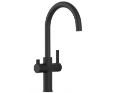 VIZIO NIEDERDRUCK 3 Wege Wasserhahn Küchenarmatur FC mit 360° Schwenkbarem U Auslauf Schwarz Matt