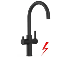 VIZIO NIEDERDRUCK 3 Wege Wasserhahn Küchenarmatur FC mit 360° Schwenkbarem U Auslauf Schwarz Matt