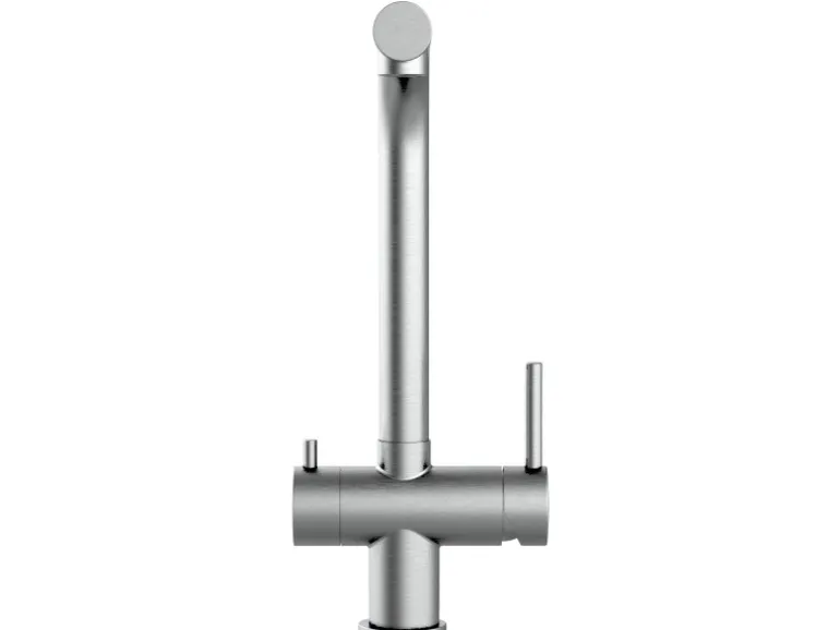 VIZIO NIEDERDRUCK 3 Wege Wasserhahn Küchenarmatur Edelstahl Massiv 360° Schwenkbarem L Auslauf Edelstahl Gebürstet