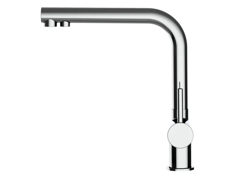 VIZIO NIEDERDRUCK 3 Wege Wasserhahn Küchenarmatur Edelstahl Massiv 360° Schwenkbarem L Auslauf Hochglanz Poliert