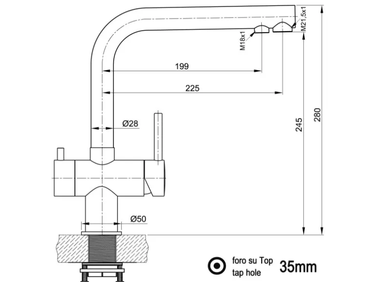VIZIO NIEDERDRUCK 3 Wege Wasserhahn Küchenarmatur Edelstahl Massiv 360° Schwenkbarem L Auslauf Hochglanz Poliert