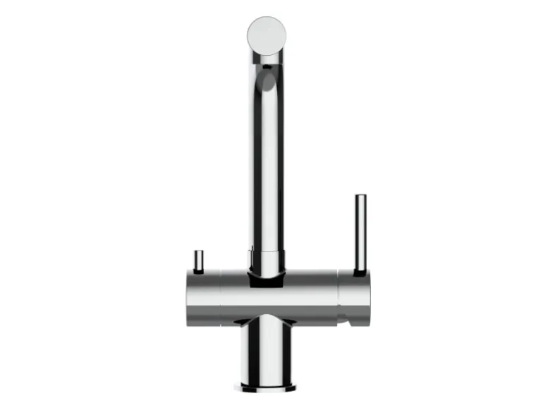 VIZIO NIEDERDRUCK 3 Wege Wasserhahn Küchenarmatur Edelstahl Massiv 360° Schwenkbarem L Auslauf Hochglanz Poliert