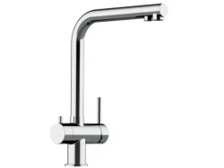 VIZIO NIEDERDRUCK 3 Wege Wasserhahn Küchenarmatur Edelstahl Massiv 360° Schwenkbarem L Auslauf Hochglanz Poliert