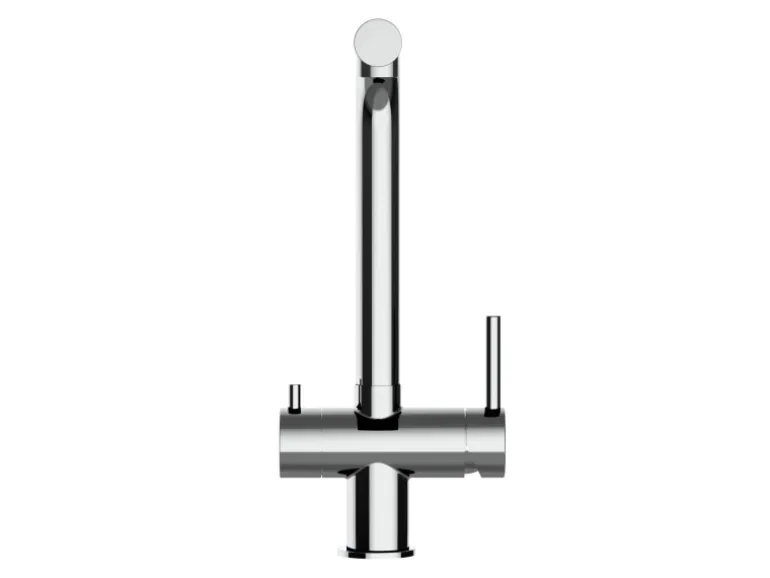 VIZIO NIEDERDRUCK 3 Wege Wasserhahn Küchenarmatur Edelstahl Massiv 360° Schwenkbarem L Auslauf Hochglanz Poliert