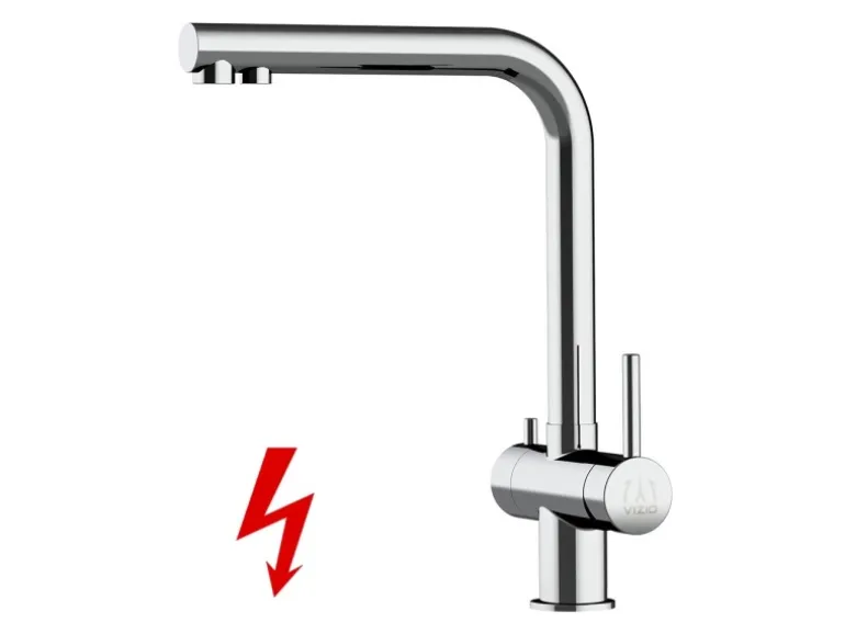 VIZIO NIEDERDRUCK 3 Wege Wasserhahn Küchenarmatur Edelstahl Massiv 360° Schwenkbarem L Auslauf Hochglanz Poliert