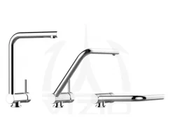 VIZIO Niederdruck Wasserhahn Vorfenster Küchenarmatur Umklappbar 6 CM mit 360° Schwenkbarem L Auslauf Verchromt