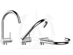 VIZIO Niederdruck Wasserhahn Vorfenster Küchenarmatur Umklappbar 6 CM mit 360° Schwenkbarem U Auslauf Verchromt