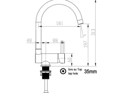 VIZIO Niederdruck Wasserhahn Vorfenster Küchenarmatur Umklappbar 6 CM mit 360° Schwenkbarem U Auslauf Verchromt