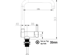 VIZIO NIEDERDRUCK Wasserhahn Vorfenster Küchenarmatur Umklappbar 6 CM mit 360° Schwenkbarem N Auslauf Verchromt
