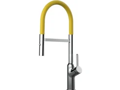 VIZIO Wasserhahn Küchenarmatur BOD mit 360° Schwenkbarem Auslauf Abnehmbare 2 Strahl Handbrause Verchromt   Gelb