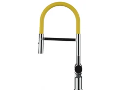 VIZIO Wasserhahn Küchenarmatur BOD mit 360° Schwenkbarem Auslauf Abnehmbare 2 Strahl Handbrause Verchromt   Gelb