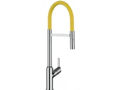 VIZIO Wasserhahn Küchenarmatur BOD mit 360° Schwenkbarem Auslauf Abnehmbare 2 Strahl Handbrause Verchromt   Gelb