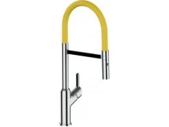 VIZIO Wasserhahn Küchenarmatur BOD mit 360° Schwenkbarem Auslauf Abnehmbare 2 Strahl Handbrause Verchromt   Gelb