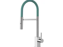 VIZIO Wasserhahn Küchenarmatur QU mit 360° Schwenkbarem Auslauf Abnehmbare 2 Strahl Handbrause Verchromt   Türkis