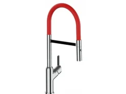 VIZIO Wasserhahn Küchenarmatur BOD mit 360° Schwenkbarem Auslauf Abnehmbare 2 Strahl Handbrause Verchromt   Rot