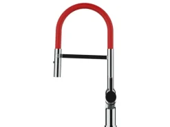 VIZIO Wasserhahn Küchenarmatur BOD mit 360° Schwenkbarem Auslauf Abnehmbare 2 Strahl Handbrause Verchromt   Rot