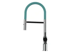 VIZIO Wasserhahn Küchenarmatur BOD mit 360° Schwenkbarem Auslauf Abnehmbare 2 Strahl Handbrause Verchromt   Türkis