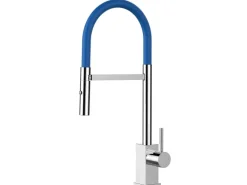 VIZIO Wasserhahn Küchenarmatur QU mit 360° Schwenkbarem Auslauf Abnehmbare 2 Strahl Handbrause Verchromt   Blau