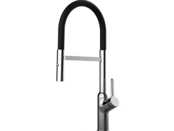 VIZIO Wasserhahn Küchenarmatur BOD mit 360° Schwenkbarem Auslauf Abnehmbare 2 Strahl Handbrause Verchromt   Schwarz