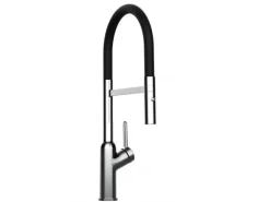 VIZIO Wasserhahn Küchenarmatur BOD mit 360° Schwenkbarem Auslauf Abnehmbare 2 Strahl Handbrause Verchromt   Schwarz