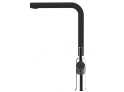 VIZIO Wasserhahn Küchenarmatur BOD mit 360° Schwenkbarem L Auslauf Verchromt   Schwarz Granit