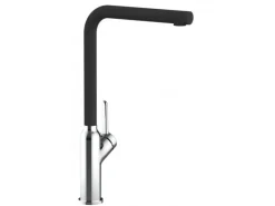 VIZIO Wasserhahn Küchenarmatur BOD mit 360° Schwenkbarem L Auslauf Verchromt   Schwarz Granit